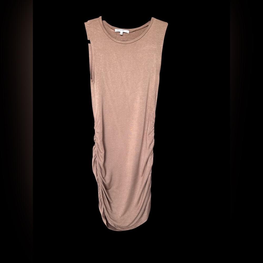 Antistar Soft Tan Midi Dress with Rouching Size Small